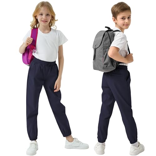 qbk school joggers for boys - elastic waist dress jogger uniform pants with drawstring