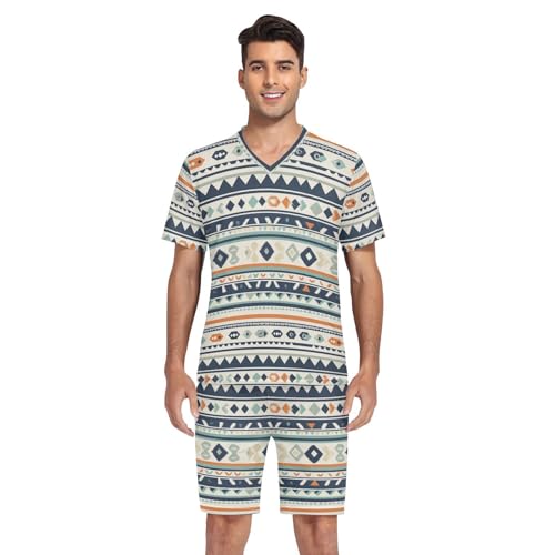 Aztec Print Men’s Pajama Sets Short Sleeve Shirt and Pants with Soft Touch Fabric4