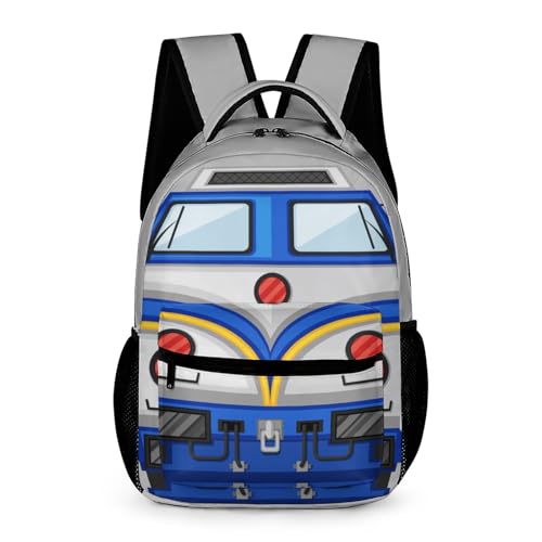ZCJB-WSRY Mochila de trem para crianças, meninas, meninos, escola, 40,6 cm, com tema de trem legal, ajustável, leve, grande capacidade, mochila colorida para carro para escola