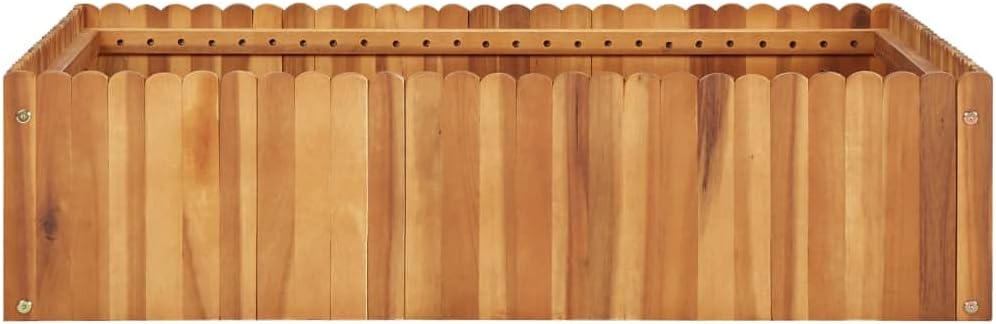 vidaXL Acacia Wood Raised Garden Bed - Outdoor Square Planter Box for Planting, Brown, Slatted Bottom, Easy Assembly, 39.3"x39.3"x9.8"