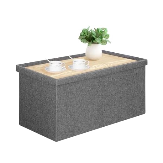 Generate 30 inches Folding Storage Ottoman Bench with Lid Tray,Coffee Table,Foot Rest, Ottoman Cube Chair Stool Storage Toy Chest for Living Room,Bedroom,Holds up to 550 lb (Grey), Large