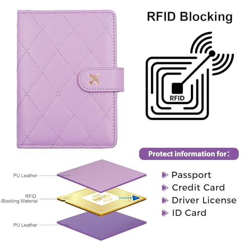 Image of Melsbrinna Premium Leather Passport Holder Covers Case, Waterproof Rfid Blocking Travel Wallet Passport Holder with Pen Holder, Cute Passport Book for Women /Men