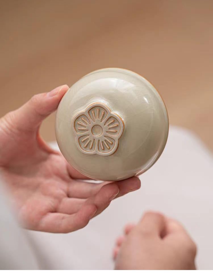 Chinese Story - Fujian Intangible Cultural Heritage Ice Cracking Glazed Plum Blossom Ru Porcelain Tea Cup Kung Fu Tea Set Tea Tasting Cup