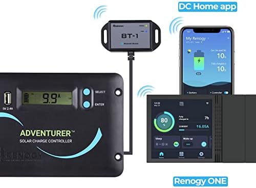 Renogy 30A 12V/24V PWM Solar Charge Controller with LCD Display Flush Mount Design Negative Ground, Compatible with Sealed, Gel, Flooded and Lithium Batteries, Adventurer 30A