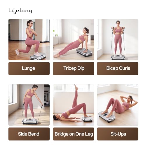 Image of Lifelong Vibration Plate Exercise Machine with Remote & Resistance Bands |Home & Gym Full Body Massager Machine for Pain Relief, Tone Muscles & Weight Loss| 9Programs, 120Speeds, 20Timers, Bluetooth