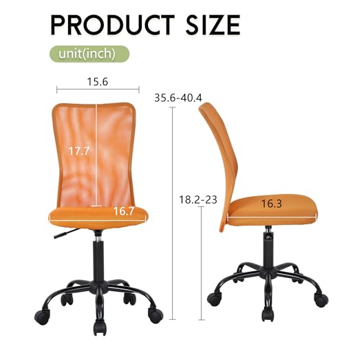Image of BestOffice Ergonomic Office Chair Desk Chair Mesh Computer Chair Armless Back Support Modern Executive Rolling Swivel Chair with Lumbar Support (Orange)