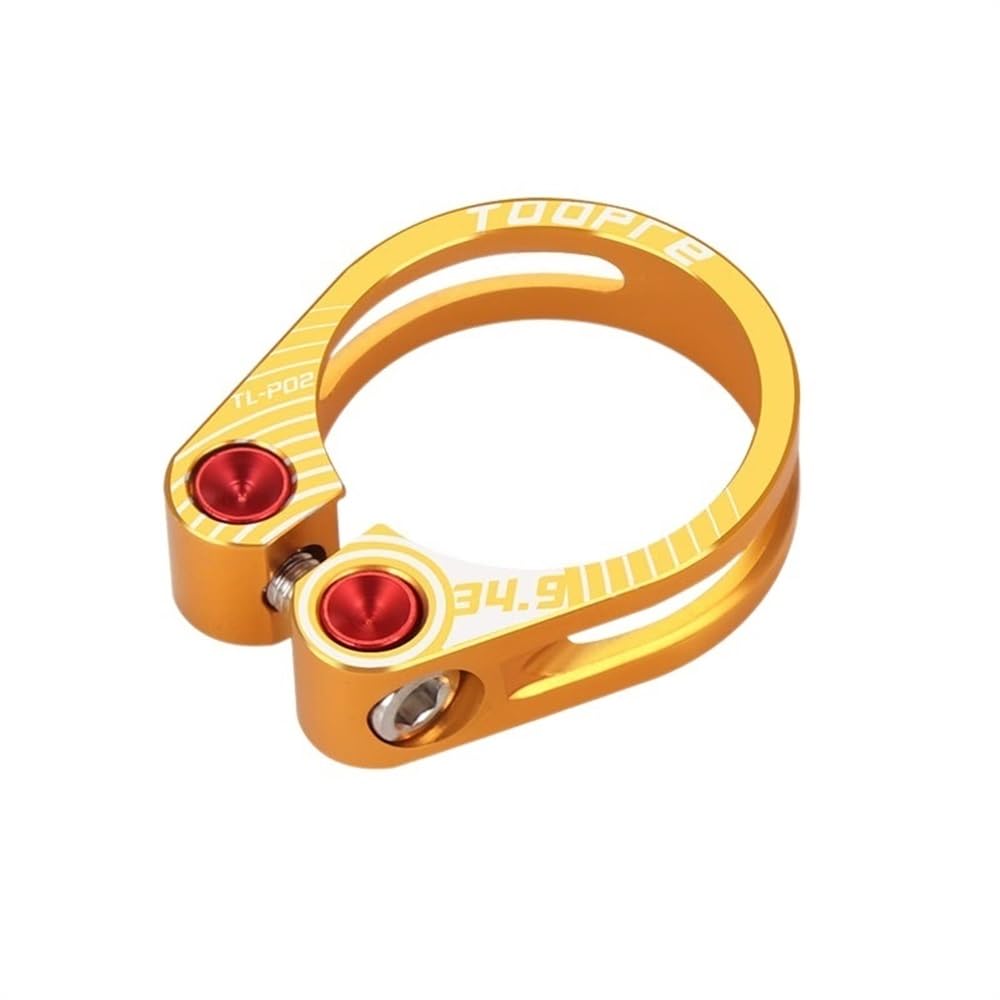 Zhangwj 34.9Mm-Gold Bike Seat Clamp 31.8/34.9Mm Aluminium Alloy Bike Seat Clamp Hollow Locking Mountain Mtb Bmx Road Bicycle Seatpost(34.9Mm-Gold)
