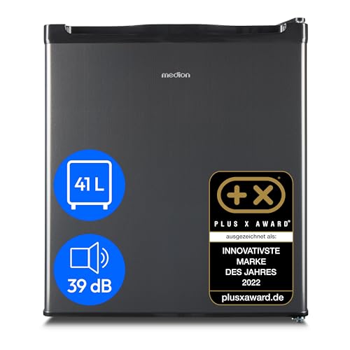 Mininevera MEDION (con compartimento para hielo, 41 litros de capacidad, pequeña, patas regulables en altura, para bebidas heladas, bisagra de puerta intercambiable, MD37724)