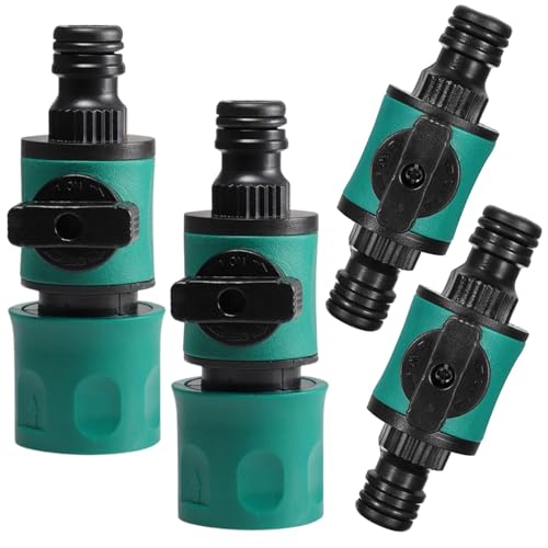EVBOTGEE 4 pièces Raccord de Tuyau d'arrosage avec vanne de régulation, raccords Rapides de Tuyau d'eau de 17 mm pour tuyaux d'eau de 1/2 Pouce, pour Arroser la Pelouse, Lavage de Voiture