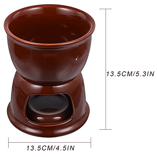 Yarnow 1 Set Ceramic Fondue Pot With Tealight Candle Melting Stove Cheese Fondue Melting Pot Chocolate Butter Warmer Hot Pot For Cheese Chocolate #TOP1
