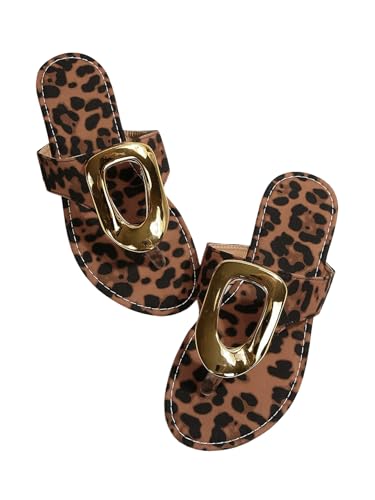 GORGLITTER Women's Leopard Print Flip Flop Sandals Open Toe Thong Sandals