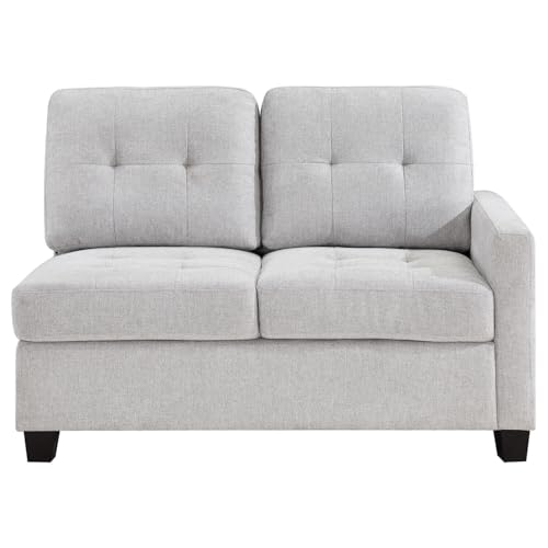 Sillón tapizado beige con brazo derecho moderno miniatura 2