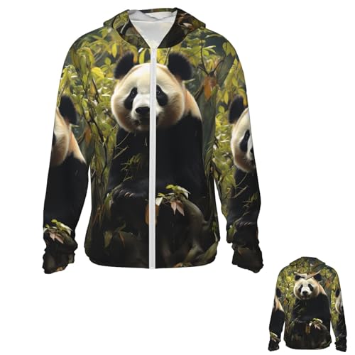 NONHAI Men's Sun Protection Jacket UPF 50+ Full Zipper Long Sleeve UV Hoodie Shirt Panda Tree Women's Outdoor Jacket Black