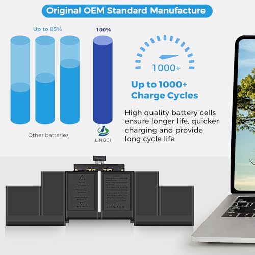 Image of A1398 Battery, A1618 A1494 Battery Replacement for MacBook Pro 15 Inch Mid 2015 Mid 2014 Late 2013 Version (Upgraded High Performance 99.5Wh 11.36V 8755mAh Li-Polymer)
