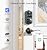 Veise VE017-L Fingerprint Smart Lock with 2 Lever Handles, Keyless Entry Front Door Lock Set, App Control, Electronic Digital Keypad Deadbolt, Easy Installation, Emergency Power Port, Matte Black