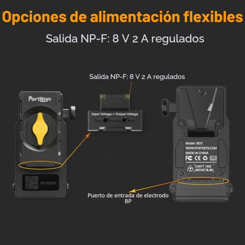 Adaptador de batería simulada Portkeys BD3 V-Mount a NP-F de doble cara 8