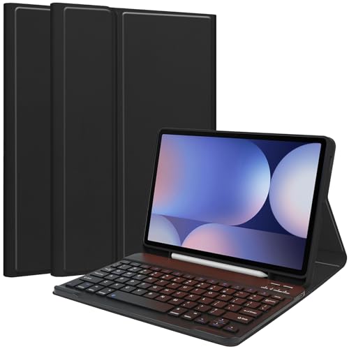 Image of Keyboard Case for Samsung Galaxy Tab S10 Ultra /S9 Ultra /S8 Ultra 14.6inch, Magentic Protective Cover with S-Pen Holder, Detachable Wireless Bluetooth Keyboard, Black