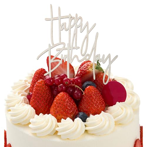 Tyqour Tortendeko Geburtstag Holz Happy Birthday Cake Topper Happy Birthday Tortendeko Holz Kuchen Deko Geburtstag Kuchendeko Geburtstags für Junge Mädchen Frauen Mann Größe 14x10cm