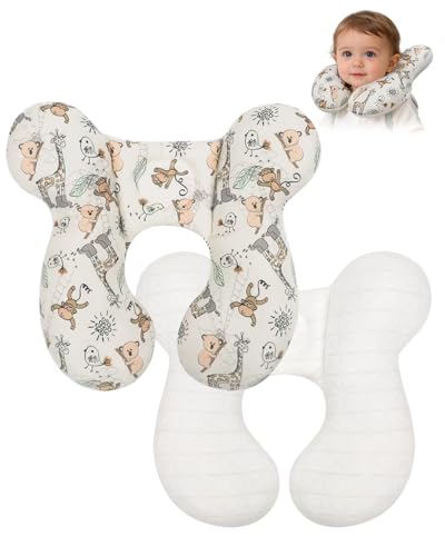 Image of KAKIBLIN Baby Travel Pillow, Baby Neck Pillow for Car Seat, U-Shaped Head and Neck Support for Stroller Pushchair, Soft Cooling Breathable Infant Head Pillow for Newborn Toddler
