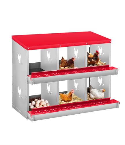 Garvee Pondoir pour Poules 6 Compartiments Installation Et Nettoyage Faciles – Protection des...