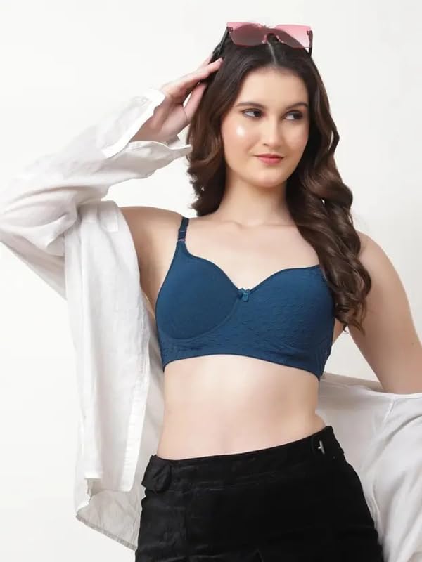 Image of Imsa Moda Women's Cotton Lightly Padded Non-Wired Full Coverage Everyday Bra (Pack of 3) | Comfortable Multicolor Bra