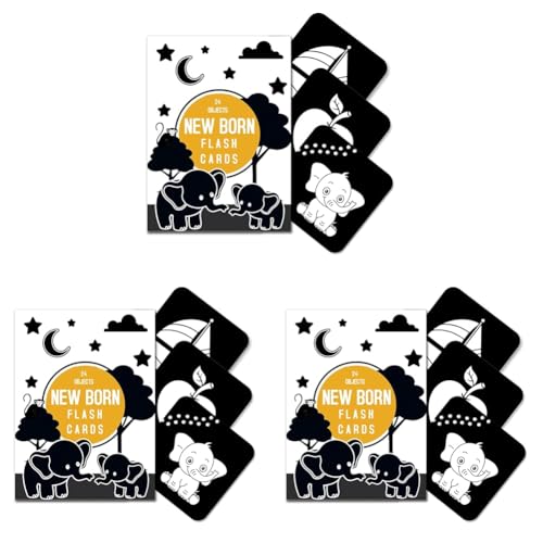 Image of high Contrast Flash Cards for New Born Children -Educational Black & White 24 Objects | Visual Stimulation and Sensory Development for Infants | Montessori Sensory Card (Flash Card) (Pack of 3)