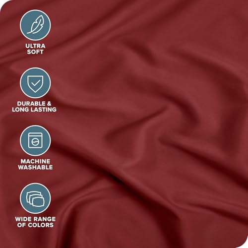 Image of 400 TC Cotton Elastic Fitted Bedsheet with 2 Pillow Covers for Single Bed 42 x 78 6 Inches Maroon(Red) Solid Color Fitted Sheet