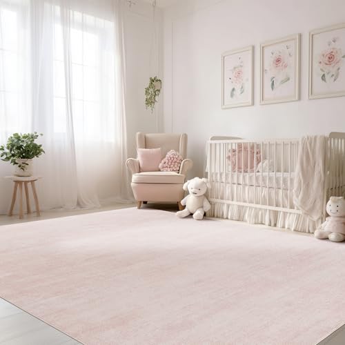 BILEEHOME Light Pink Rug 5x7 for Nursery Bedroom,Abstract Cute Modern