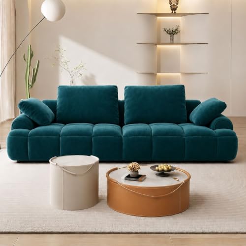 Image of LEGACY OF COMFORT Irmak 85.83'' Upholstered 3 Seater Sofa Three Seater Sofa for Living Room Hotels & Offices (Dark Teal)
