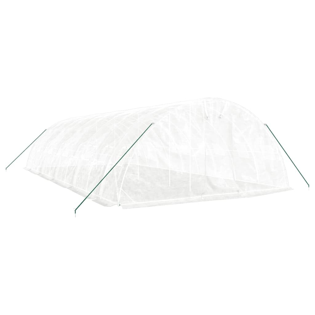 vidaXL Invernadero con Estructura de Acero, Invernáculo con Ventanas Puerta, Túnel de Cultivo, Vivero para Plantas, Blanco 50 m² 10x5x2,3 m