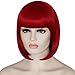 Bopocoko Short Red Wigs for Women, 12'' Red Bob Hair Wig with Bangs, Natural Fashion Synthetic Full Wig, Cute Colored Wigs for Daily Party Cosplay Halloween BU151R