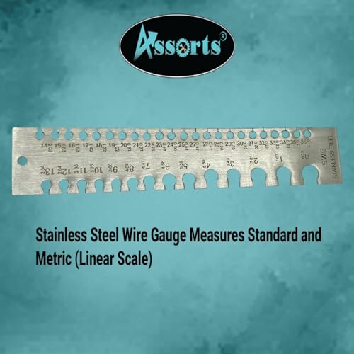 Calibrador para medir calibre de cable acero inoxidable con escala lineal estándar y métrica miniatura 3