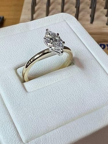 2 Ct Marquise Cut Moissanite Engagement Ring 14K Yellow Gold Vintage Solitaire Wedding Ring Antique Anniversary Promise Jewelry Friendship Day Gift for Her3