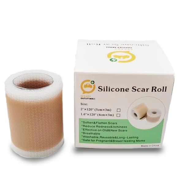 Silicone Scar Tape Roll For C-Section, Surgery, Burn, Acne & Keloid | Spears Outlet Mall | Medical Grade Silicone Strips for Scar Healing (1.6 x 120"Roll-3M) | Scar Removal Silicone Strips | Scar Tape