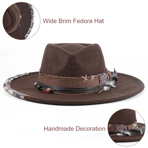 Sombrero Fedora Brim Retro Western Unisex Camel miniatura 2