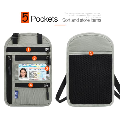 Image of Neck Wallet Lightweight RFID Blocking Waterproof Travel Pouch Passport Wallets for Women Men