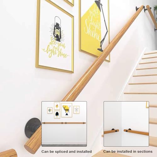 Tige de support de rampe d'escalier ronde en bois massif - 6