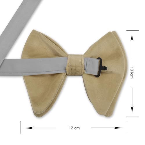 Image of GUSLESON Mens Solid Plaid Velvet Pre-tied Adjustable Bow Tie and Pocket Square Cufflink Set with Gift Box
