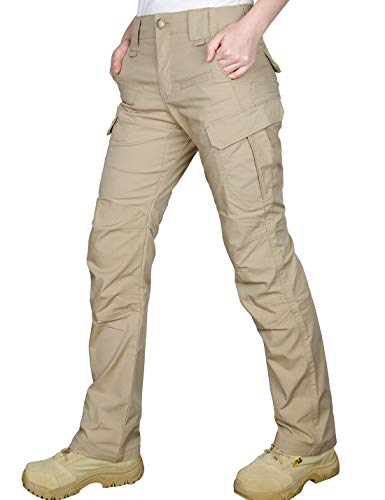 HARD LAND Pantalones Tácticos para Mujer Pantalones Cargo Elásticos Pantalones BDU Ripstop Resistentes Al Agua Senderismo Lligero Talla 6 Caqui