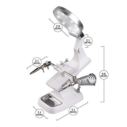 10 Led Light Lupa i lampa biurkowa 3X 4,5X Pomocna dłoń zacisk naprawczy Aligator pomocniczy stojak na biurko Okulary powiększające na biurko - kompatybilne z lutowaniem, montażem, naprawą, modelowan