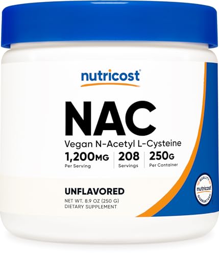 Nutricost N-Acetyl L-Cysteine (NAC) Powder 250 Grams Gluten-Free GMO-Free