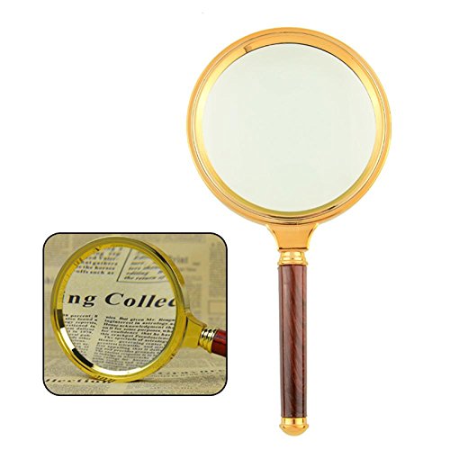 Goliton Gioielli 80 millimetri Handheld Wooden 10X Magnifier Magnifying Glass Loupe di lettura