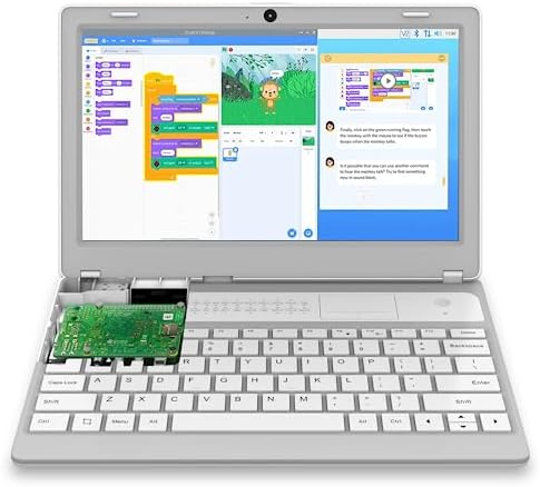 Raspberry Pi 4 Kits, CrowPi L Raspberry Pi 4B 4GB Laptop, Electronics Kit for Learning Programming, Single Board Computer, Coding STEM Education for Kids, Adult