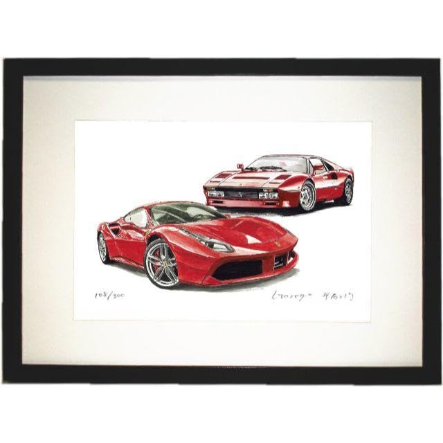 GC-159フェラーリ488/GTO限定版画 直筆サイン 額装済●作家 平右ヱ門 Amazon | GC-159フェラーリ488GTO限定版画 額装済作家 平右ヱ門