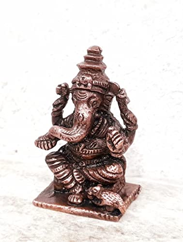 Image of Copper Ganesh Idol 1.6 in | Patina Antique Finish | 48g
