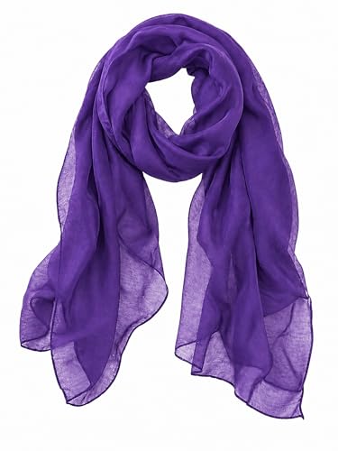 MissShorthair Dark Purple Scarf for Women Sheer Wrap Shawl 71x31 in