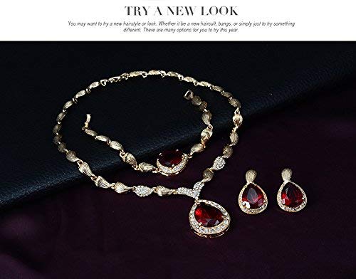 FUNOJOY Womens Luxury Africa Dubai 18k Gold Plated Jewelry Sets Wedding Rhinestone Crystal Bib Statement Necklace Earrings Set for Brides Party Prom4