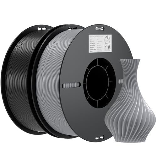 Image of Creality PLA Filament 1.75mm Bundle 2KG, High Precision + /-0.02mm 3D Printer Filament, Consistent Extrusion, Smooth Printing, 2 Pack 1KG Spool,Fits for Most FDM 3D Printers(Grey, Black)