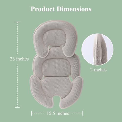 Innokids Säuglings Autositz Einsatz, Neugeborener Kopf-Stützkissen und Körper-Stützkissen für Babys Anzug für Baby-Autositze und Kinderwagen (Beige)