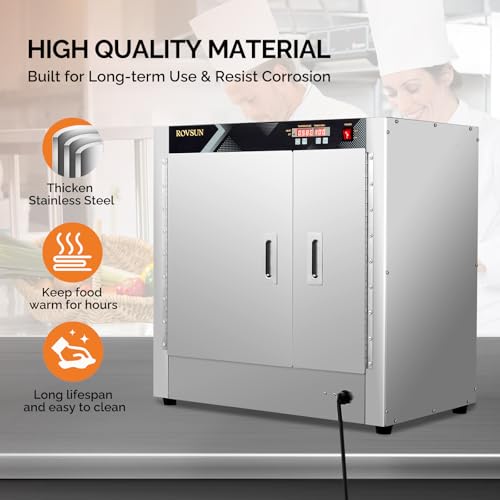 ROVSUN Hot Box Food Warmer Pizza Warmer w/Water Tray Removable Shelves, Hot Holding Cabinet Pretzel Warmer Commercial Electric Food Warmer Countertop for Restaurant Catering Buffet, 4-Tier, 800W